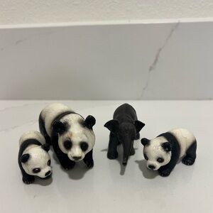 Schleich Panda and Elephant Figurine Set set of 4